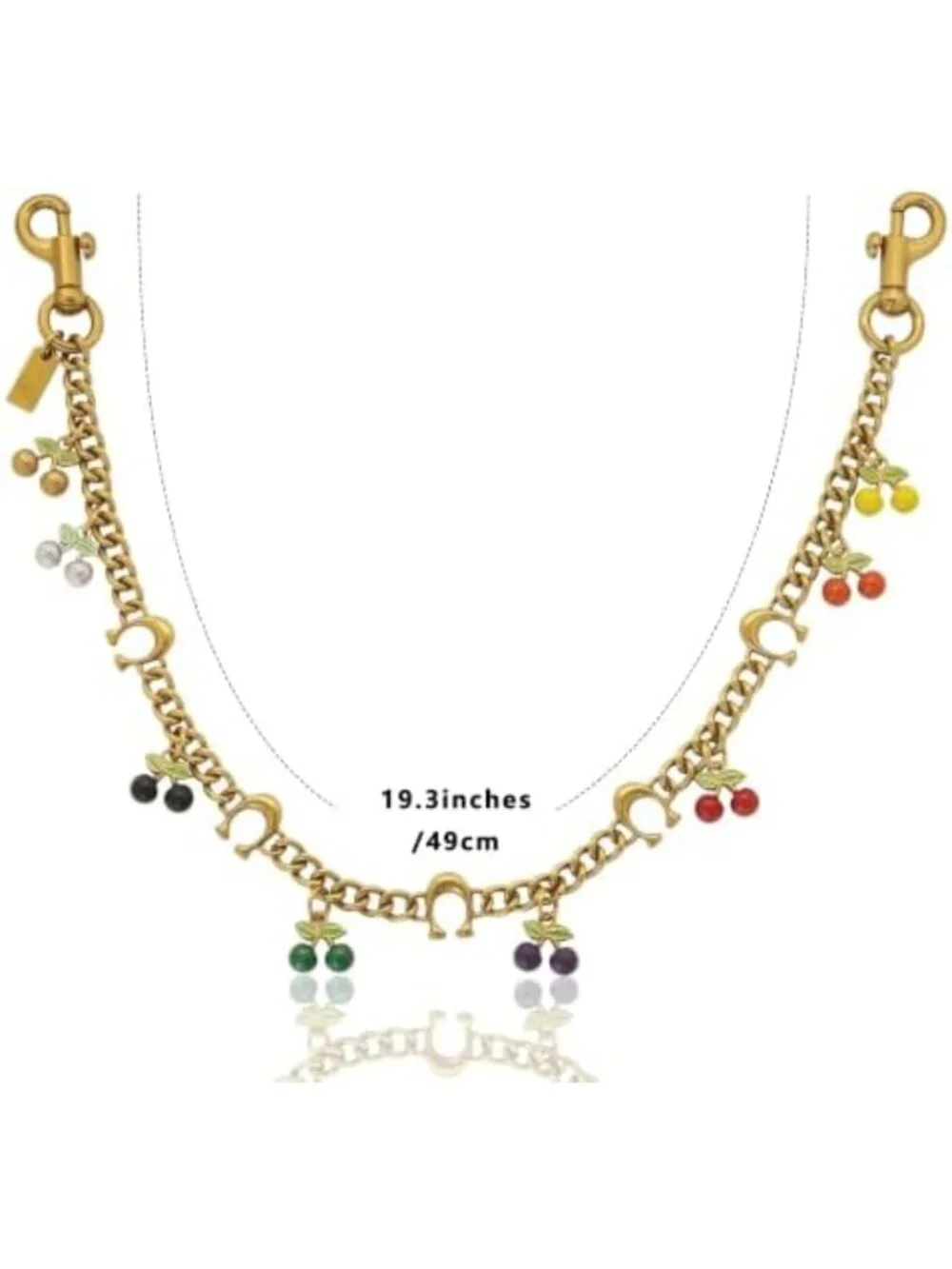 Colorful Cherry Bag Chain Charm - Gold Purse Extender & Decorative Strap